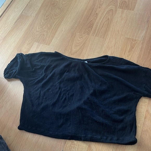 FP BEACH free people black ribbed top. Size medium - Picture 1 of 2